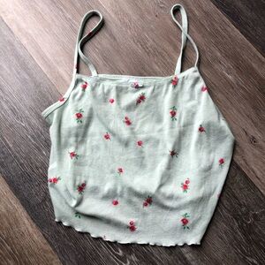 Colsie Mint Green Women’s Camisole with Pink Floral Print Size Large